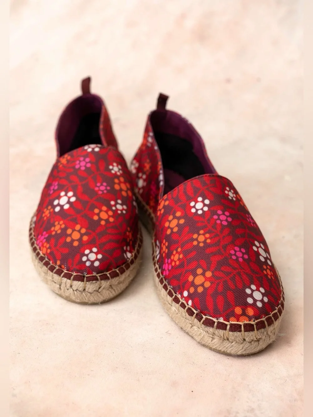 Gudrun‎ Sjödén Floral Espadrille Flats Slip On Shoes Boho Lagenlook Summer Beach